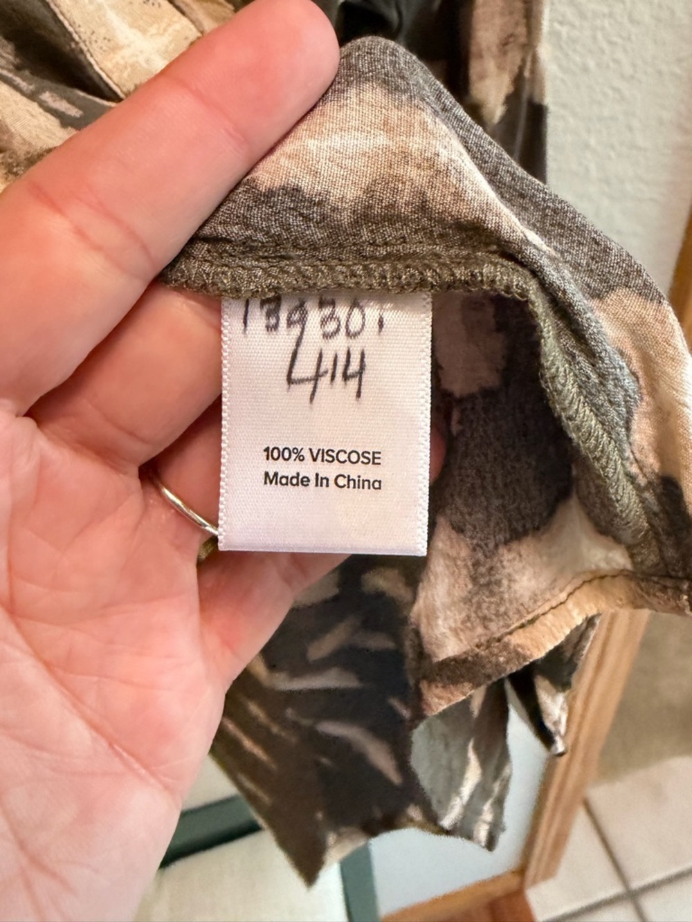 Evereve Nova Tie Dye Button Down Olive Blouse - Picture 5 of 5